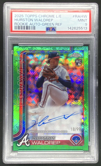 2025 Topps Chrome Sapphire Hurston Waldrep graded PSA 9 trading card