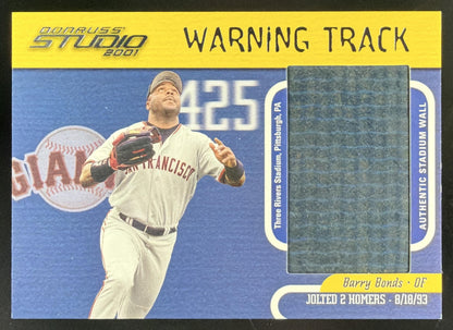 2001 Donruss Studio Warning Track Barry Bonds trading card