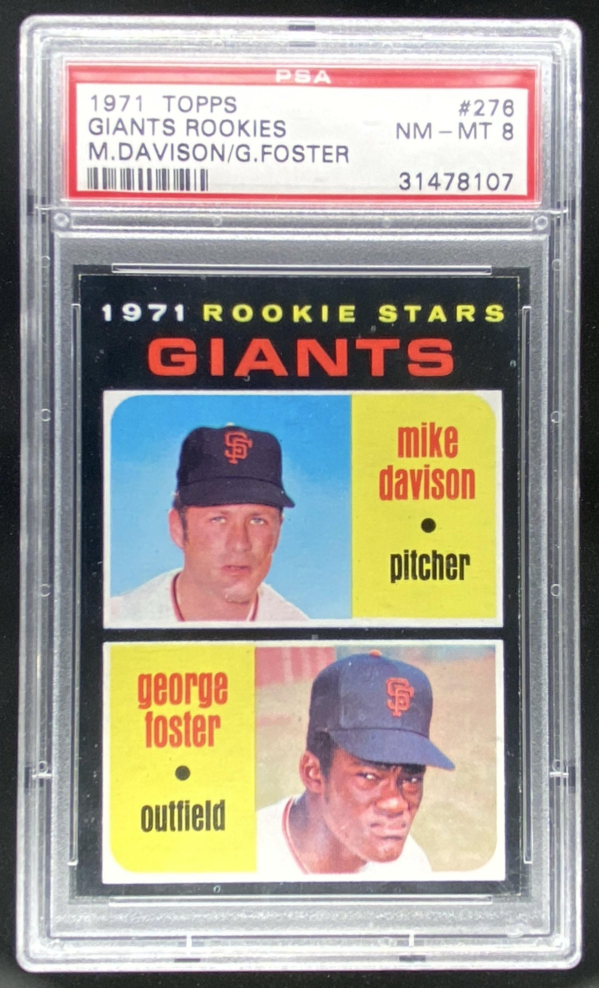 1971 Topps Mike Davison / George Foster graded PSA 8 trading card
