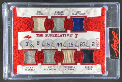 2023 Leaf Superlative Mickey Mantle / Yogi Berra / Joe DiMaggio / Reggie Jackson / Thurman Munson / Don Mattingly / Derek Jeter trading card
