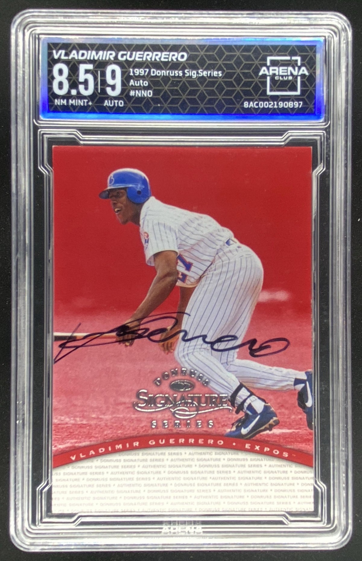 1997 Donruss Signature Series Vladimir Guerrero graded Arena Club 8.5 Auto 9 trading card