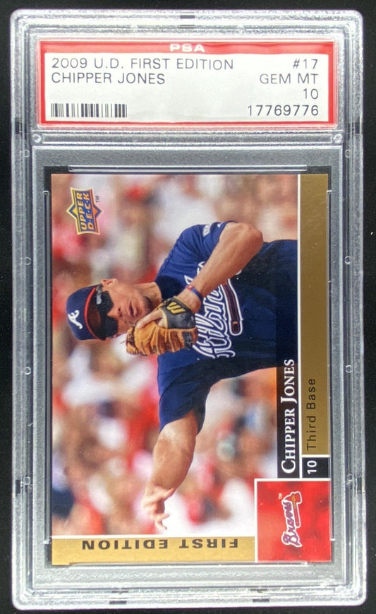 2009 Upper Deck First Edition Chipper Jones #17 graded PSA 10 trading card