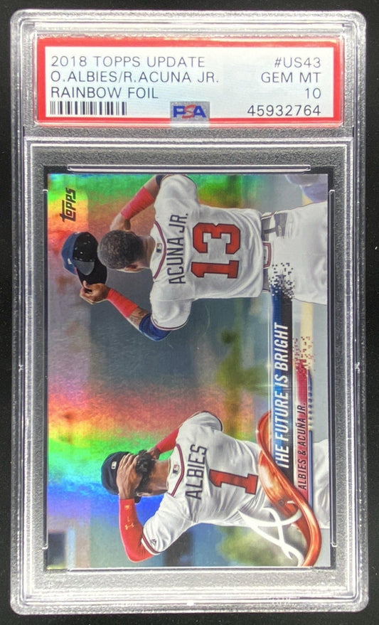 2018 Topps Update Ronald Acuña Jr. / Ozzie Albies #US43 graded PSA 10 trading card