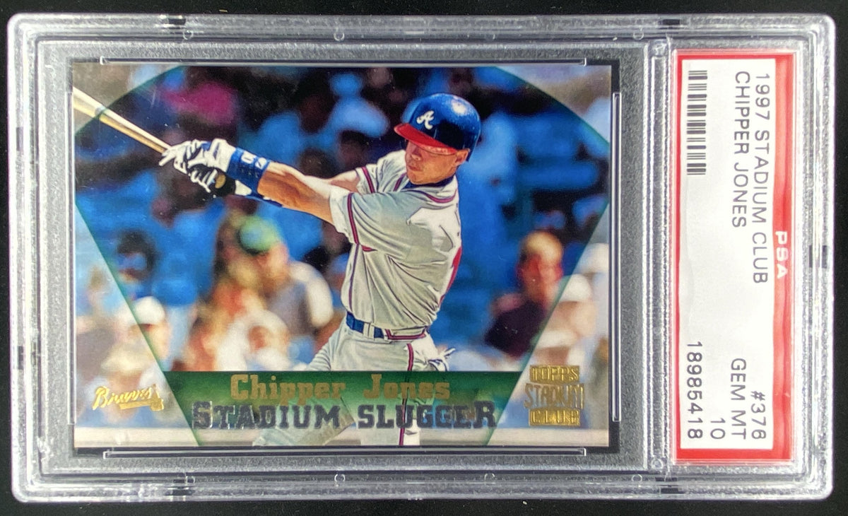 1997 Topps Stadium Club Chipper Jones #376 graded PSA 10 trading card