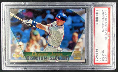 1997 Topps Stadium Club Chipper Jones #376 graded PSA 10 trading card