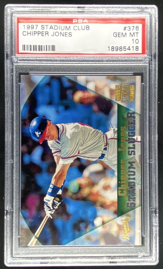 1997 Topps Stadium Club Chipper Jones #376 graded PSA 10 trading card