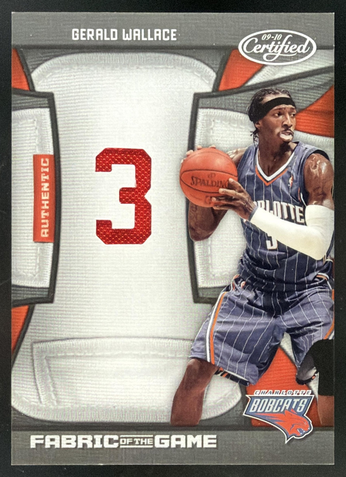2009 Certified Fabric of the Game Jersey Number Gerald Wallace trading card