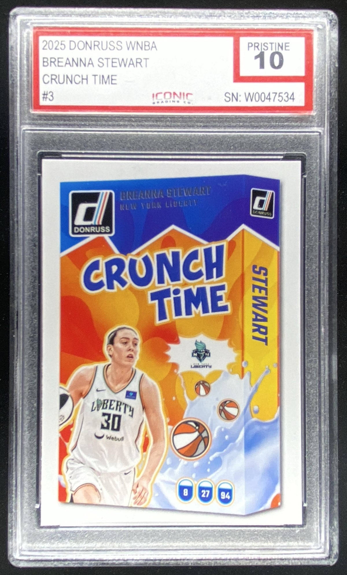 2025 Panini Donruss WNBA Breanna Stewart #3 graded ICONIC 10 trading card