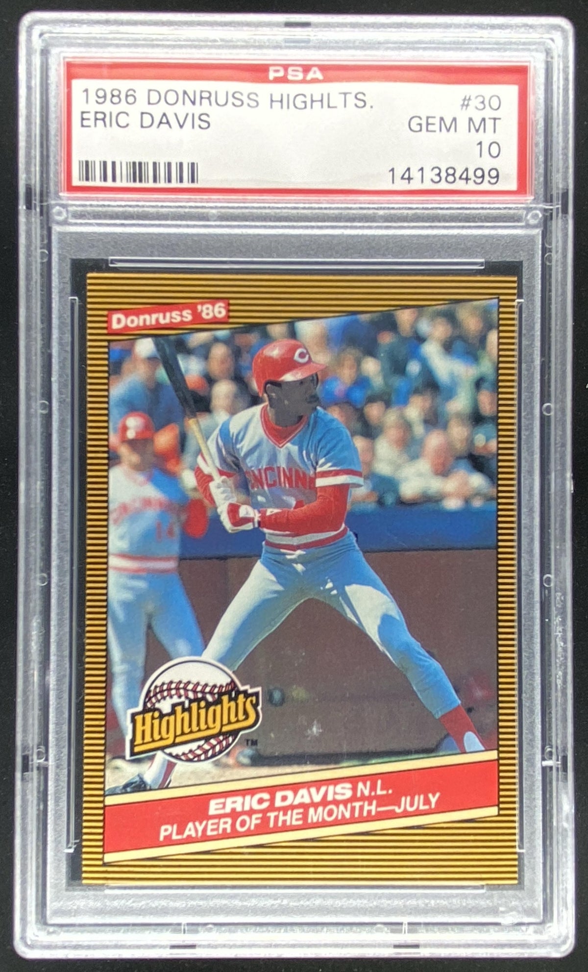 1986 Donruss Highlights Eric Davis #30 graded PSA 10 trading card