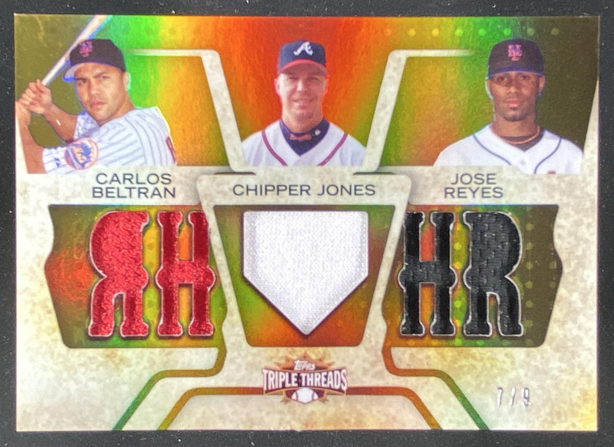 2008 Topps Triple Threads Carlos Beltrán / Chipper Jones / José Reyes #TTRC-65 trading card