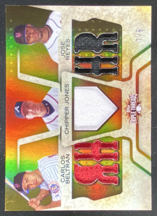 2008 Topps Triple Threads Carlos Beltrán / Chipper Jones / José Reyes #TTRC-65 trading card