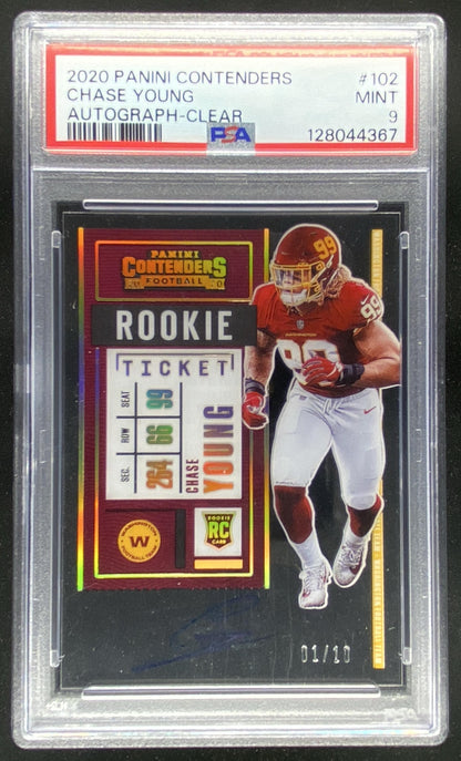2020 Panini Contenders Chase Young #102 graded PSA 9 trading card