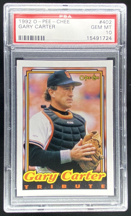 1992 O-Pee-Chee Gary Carter #402 graded PSA 10 trading card