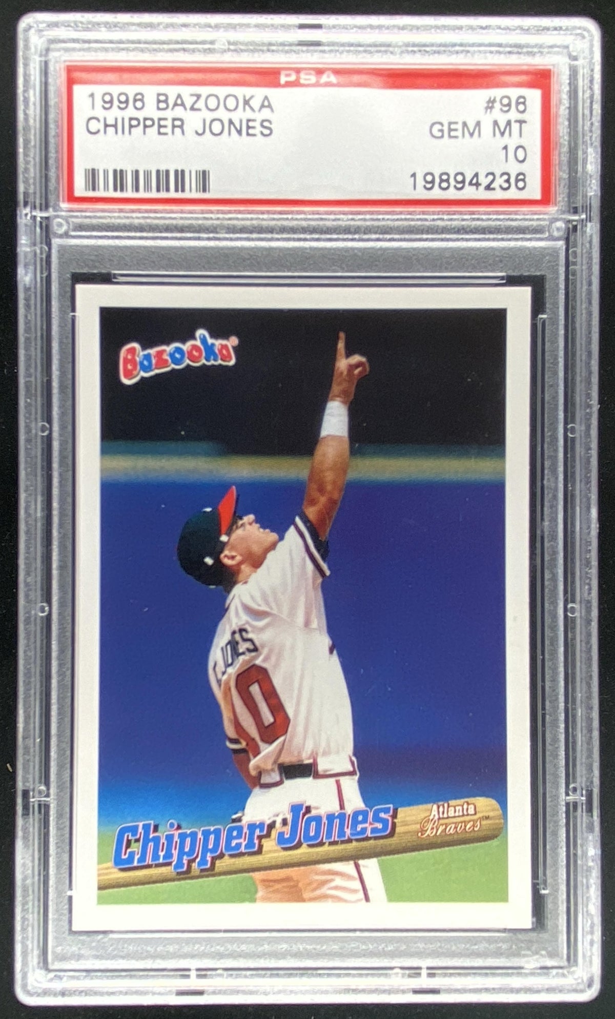 1996 Bazooka Chipper Jones #98 graded PSA 10 trading card