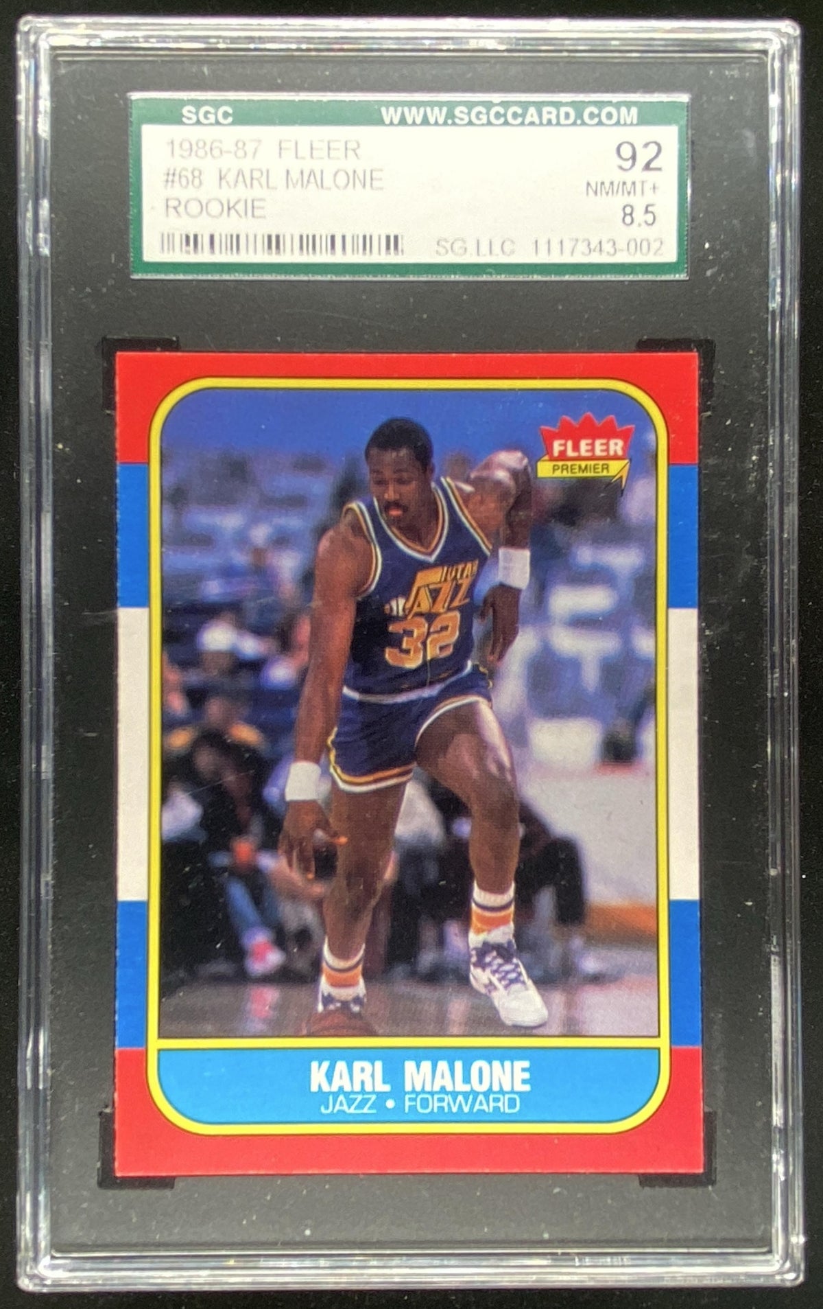 1986 Fleer Karl Malone #68 graded SGC 8.5 trading card