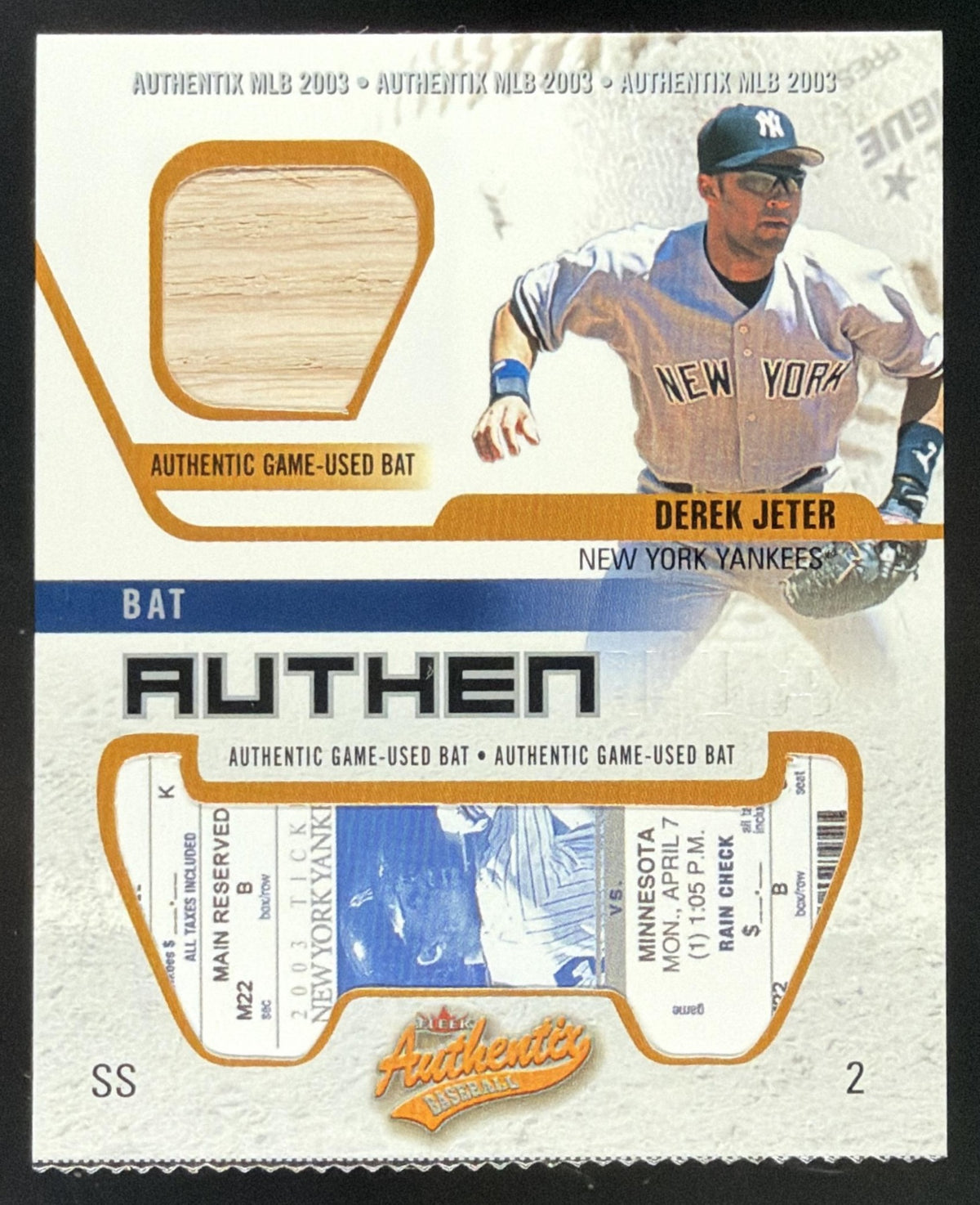 2003 Fleer Authentix Derek Jeter trading card
