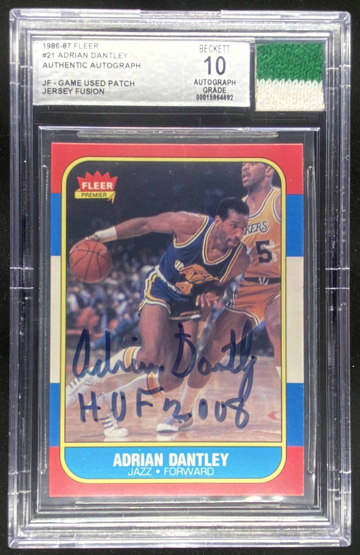 1986 Fleer Adrian Dantley #21 BGS autograph graded 10 trading card
