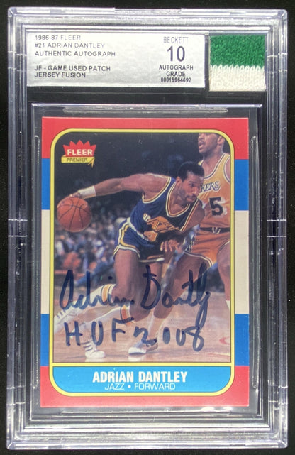 1986 Fleer Adrian Dantley #21 BGS autograph graded 10 trading card