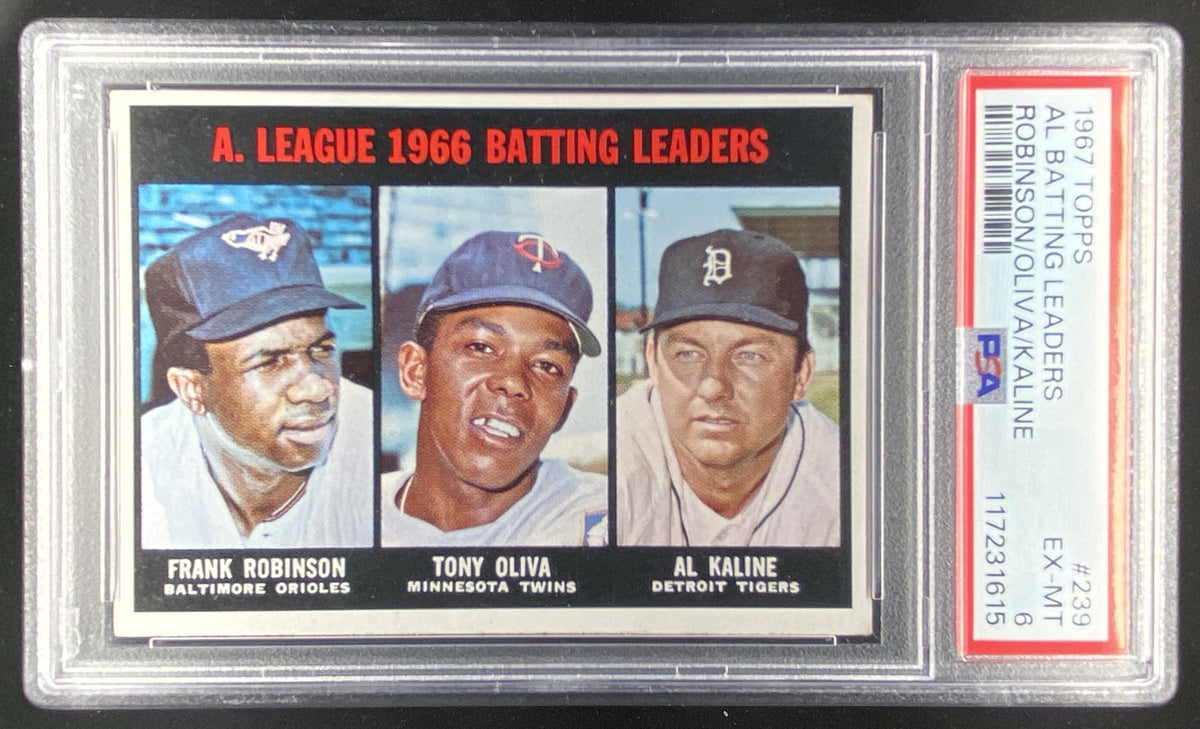 1967 Topps Frank Robinson / Tony Oliva / Al Kaline #239 graded PSA 6 trading card