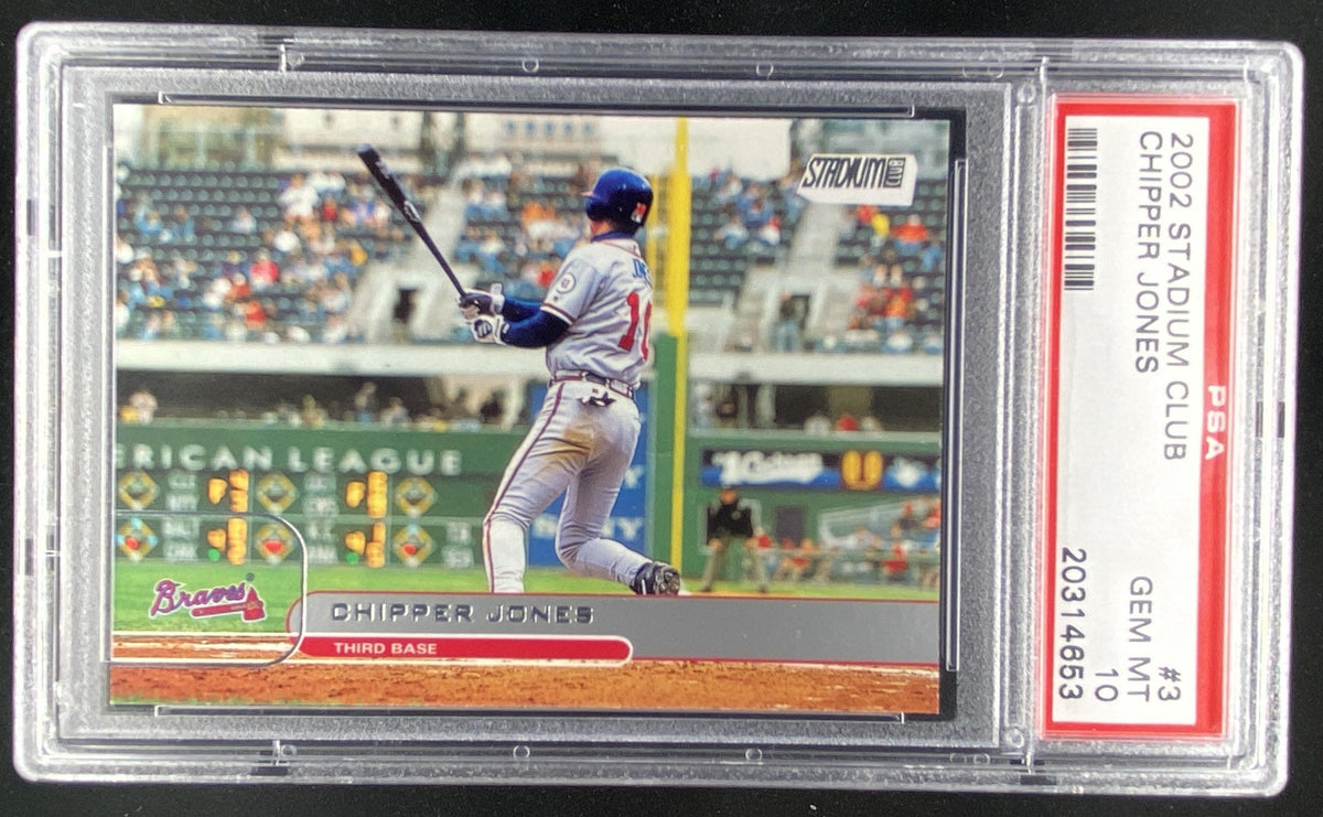 2002 Topps Stadium Club Chipper Jones #3 graded PSA 10 trading card