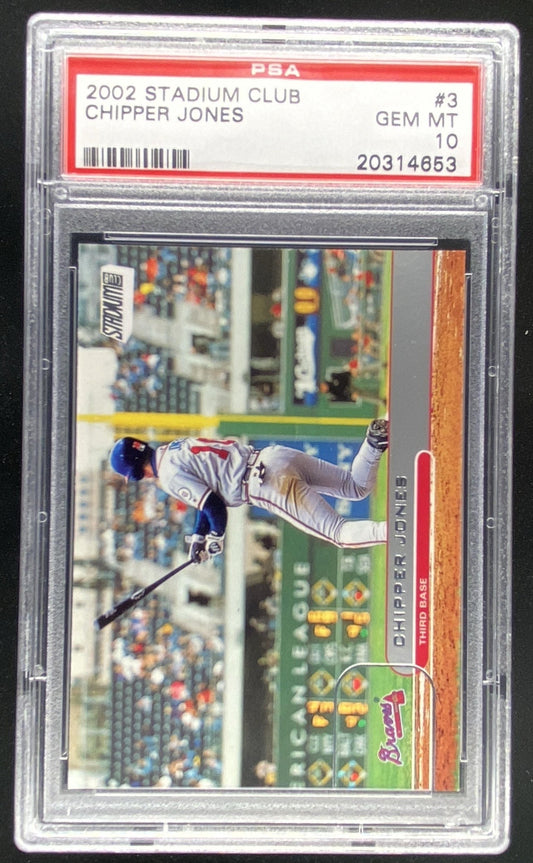2002 Topps Stadium Club Chipper Jones #3 graded PSA 10 trading card