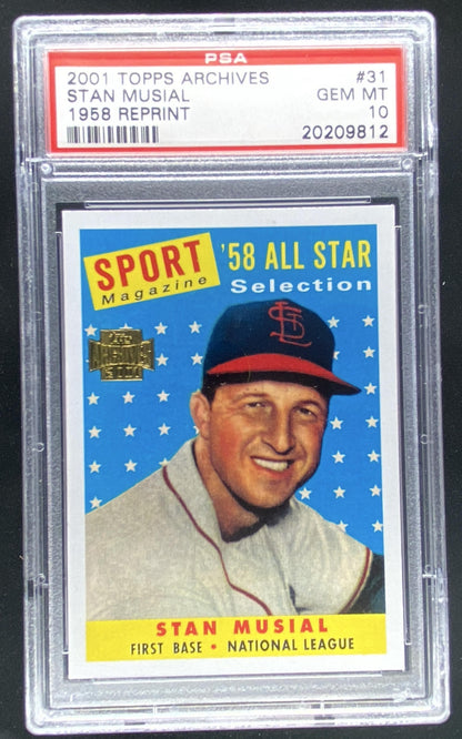 2001 Topps Archives Stan Musial #31 graded PSA 10 trading card