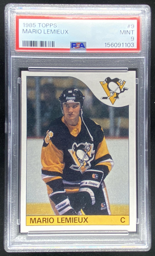 1985 Topps Mario Lemieux #9 graded PSA 9 trading card