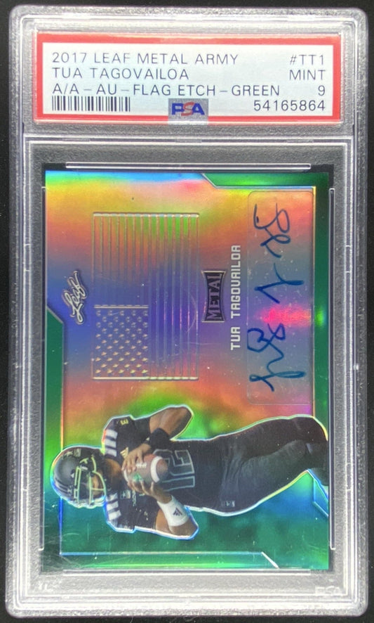 2017 Leaf Metal U.S. Army All-American Bowl Tua Tagovailoa graded PSA 9 trading card