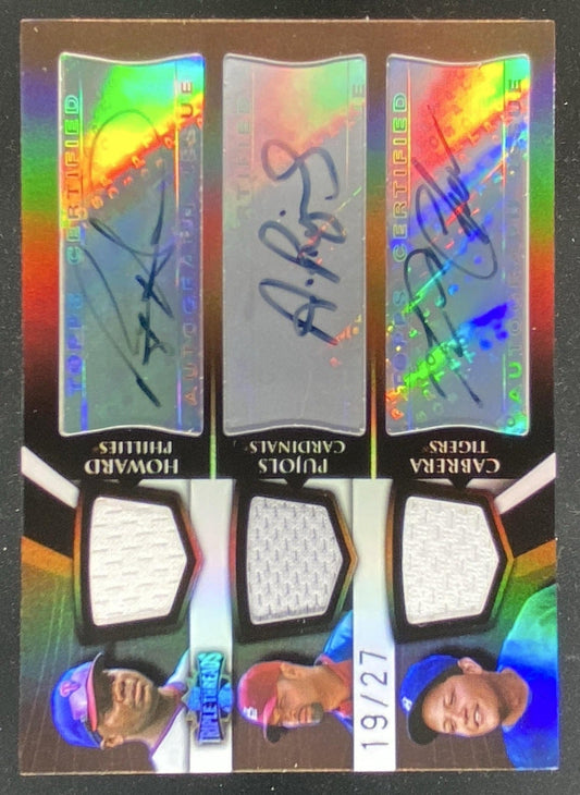 2009 Topps Triple Threads Ryan Howard / Albert Pujols / Miguel Cabrera trading card