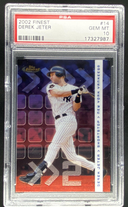 2002 Topps Finest Derek Jeter #14 graded PSA 10 trading card