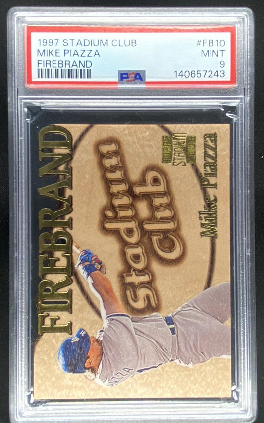 1997 Topps Stadium Club Mike Piazza #FB10 graded PSA 9 trading card