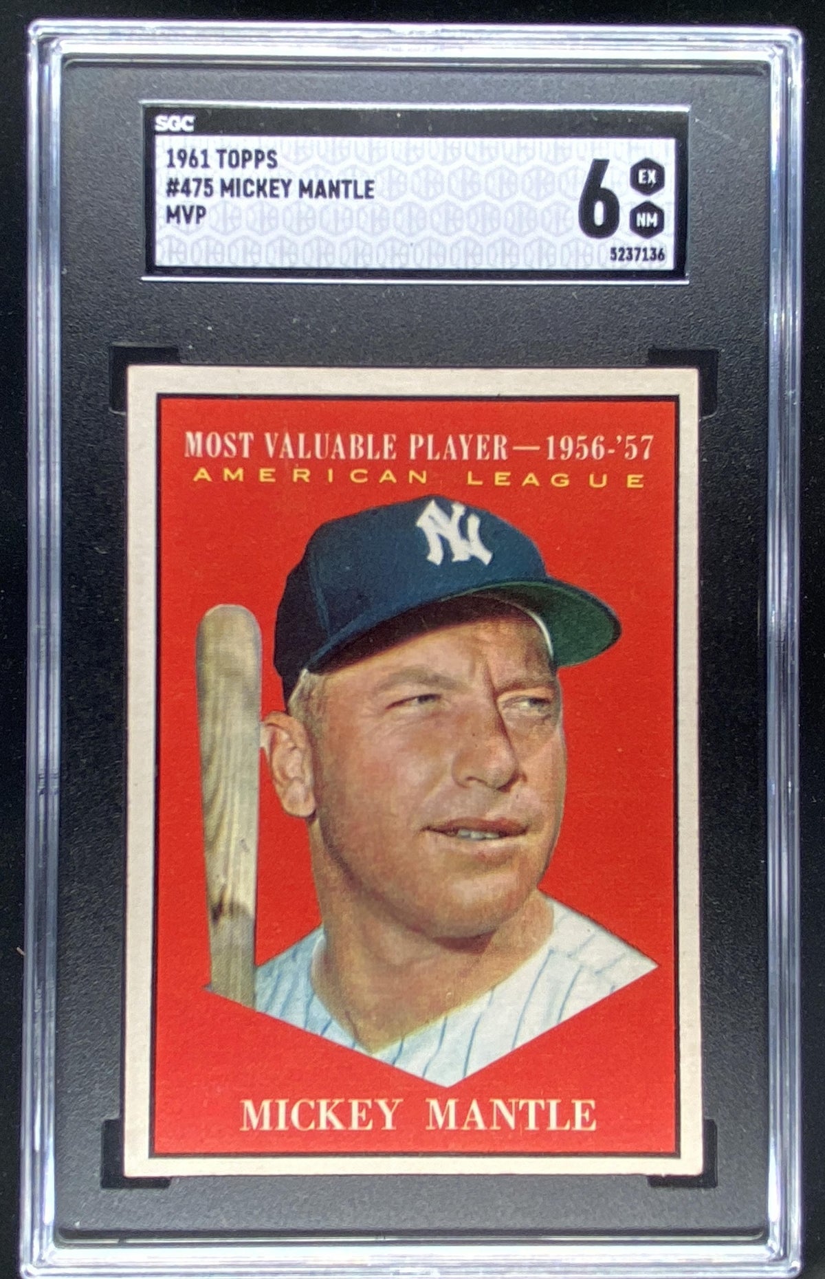 1961 Topps Mickey Mantle #475 graded SGC 6 trading card