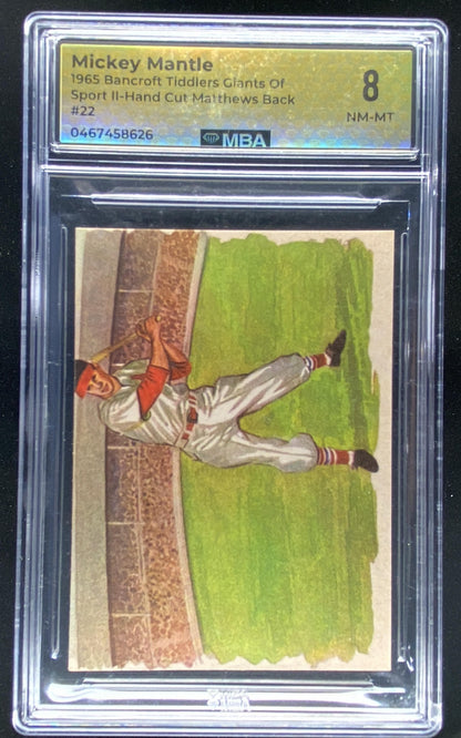 1965 Bancroft Tiddlers Giants of Sport Mickey Mantle graded MBA 8 trading card