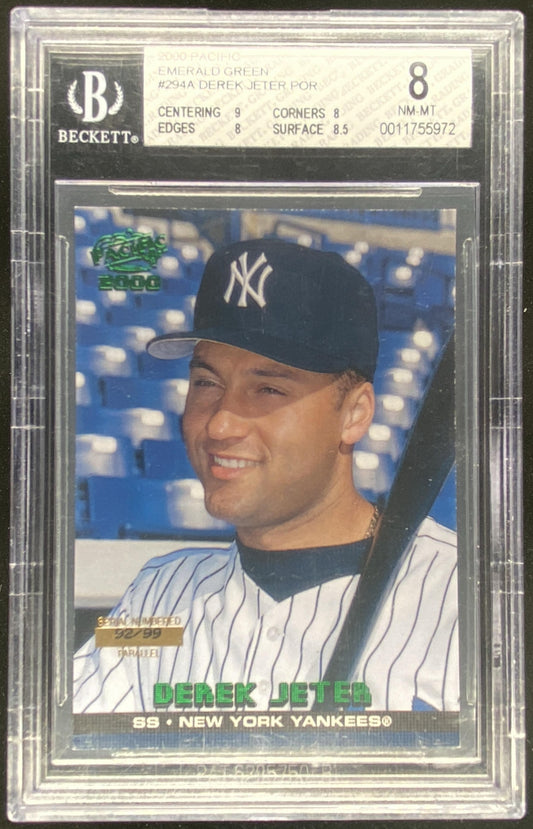2000 Pacific Derek Jeter #294A graded BGS 8 trading card