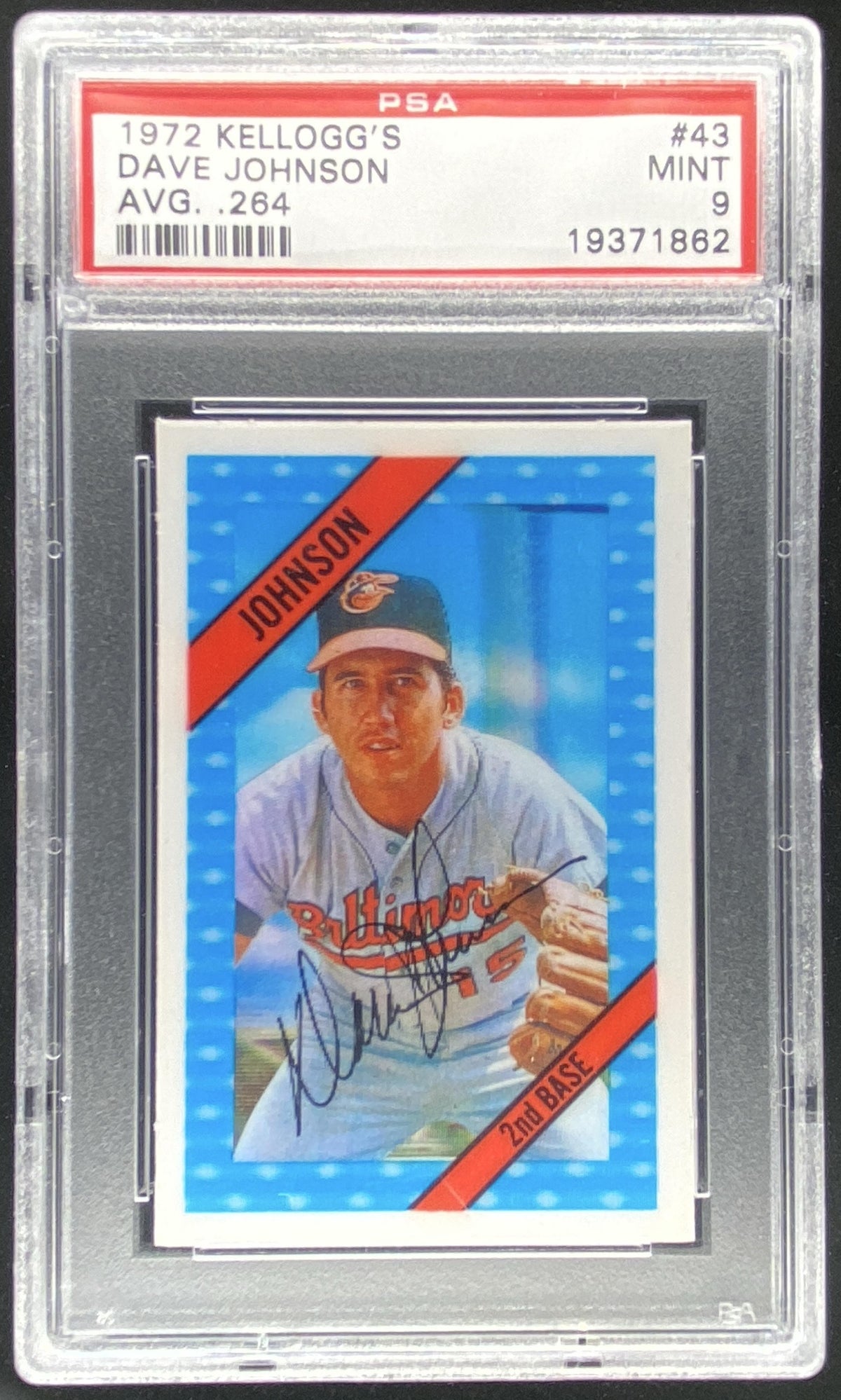 1972 Kellogg's 3-D Super Stars Dave Johnson graded PSA 9 trading card