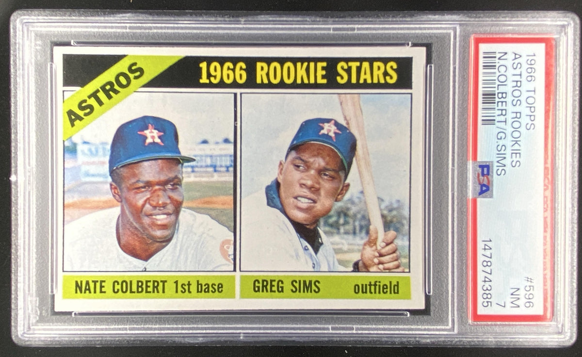 1966 Topps Nate Colbert / Greg Sims #596 graded PSA 7 trading card