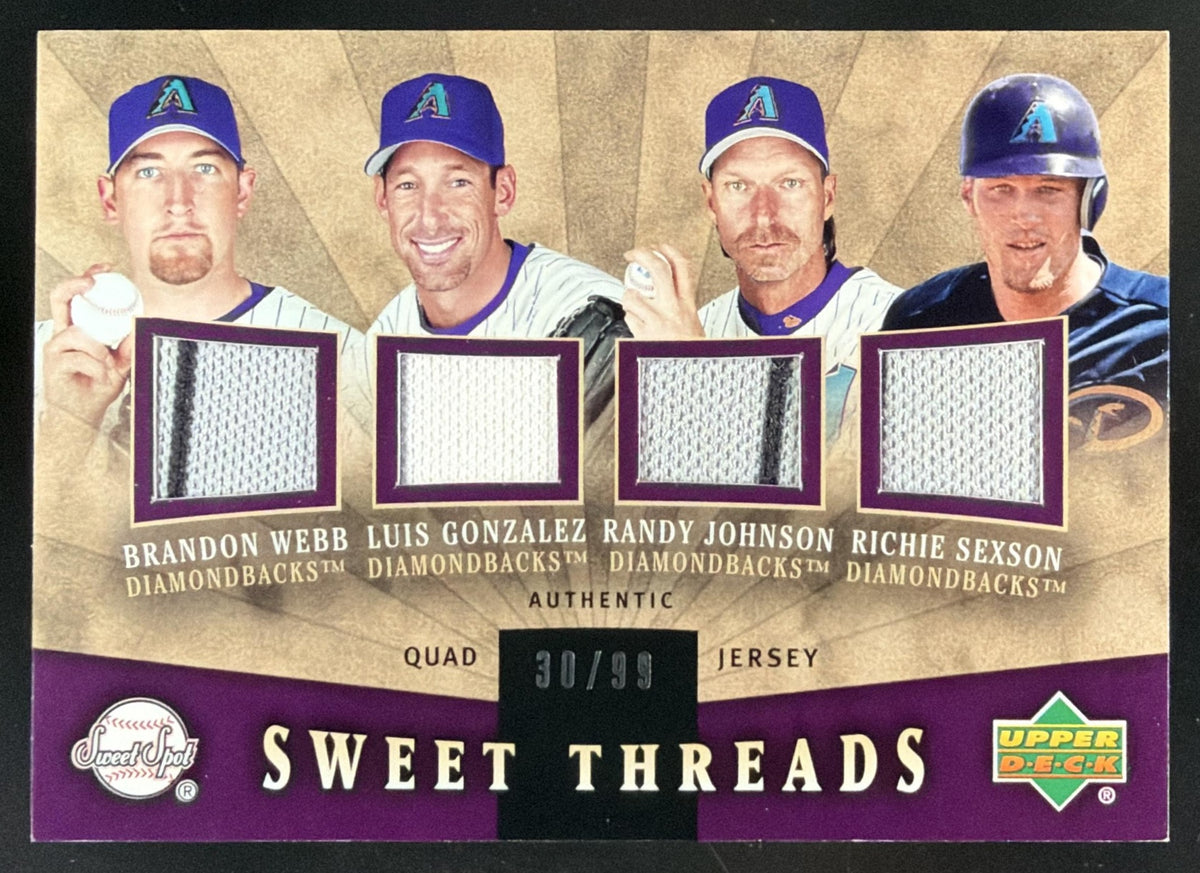 2004 Sweet Spot Sweet Threads Webb / Gonzalez / Johnson / Sexson Quad Jersey /99