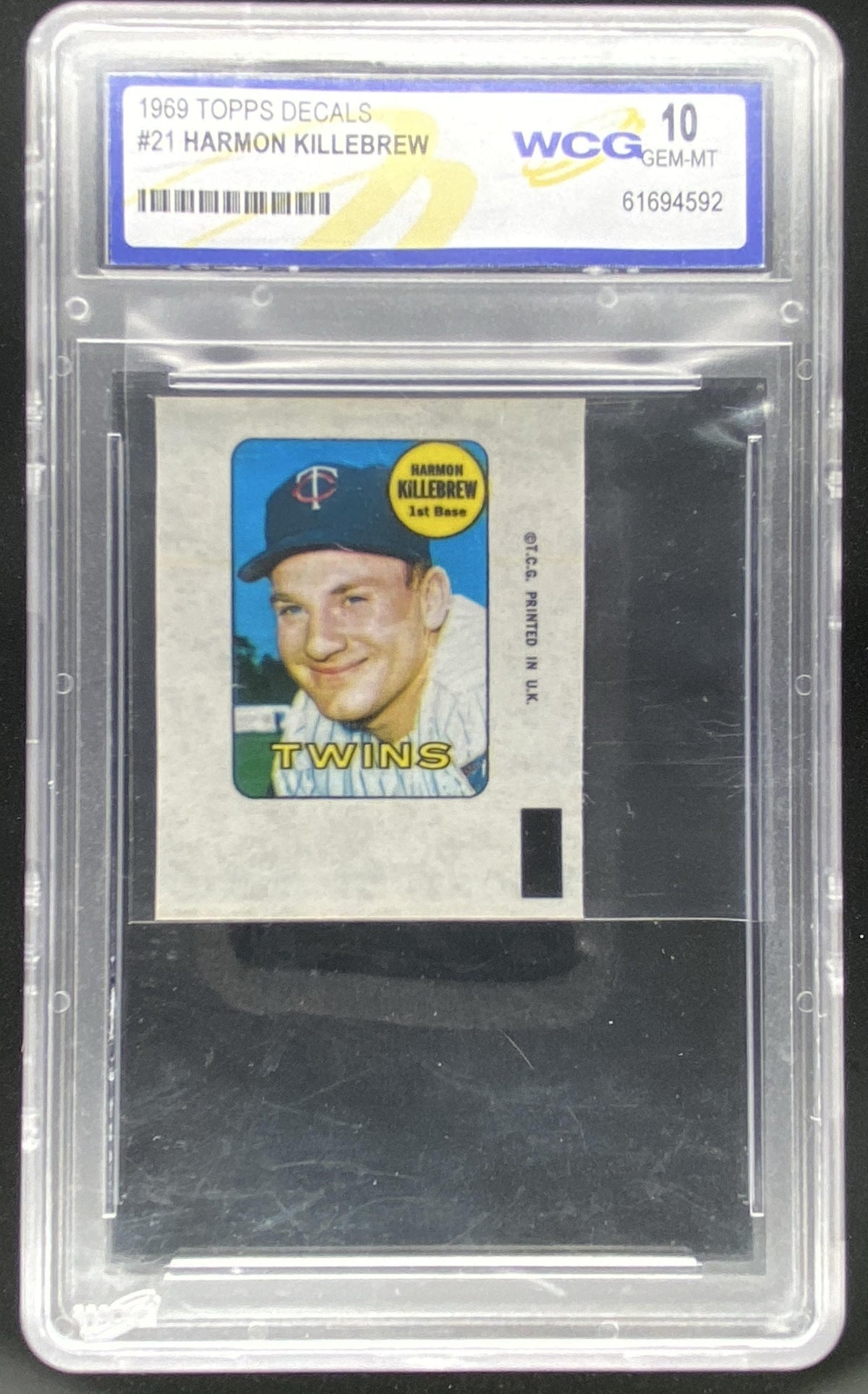 1969 Topps Decals Harmon Killebrew #21 graded WCG 10 trading card