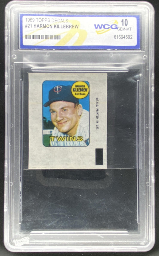 1969 Topps Decals Harmon Killebrew #21 graded WCG 10 trading card