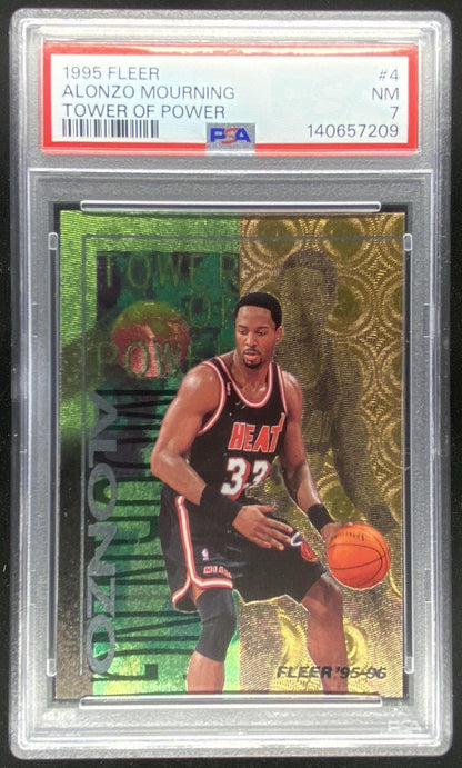 1995 Fleer Alonzo Mourning #4 graded PSA 7 trading card