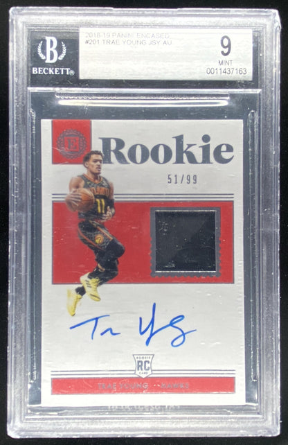 2018 Panini Encased Trae Young #201 graded BGS 9 trading card