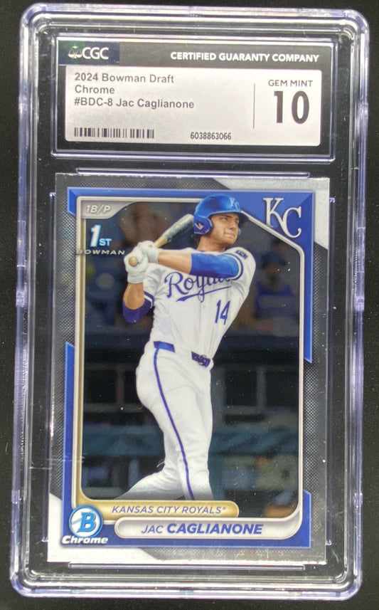 2024 Bowman Draft Chrome Jac Caglianone #BDC-8 graded CGC 10 trading card