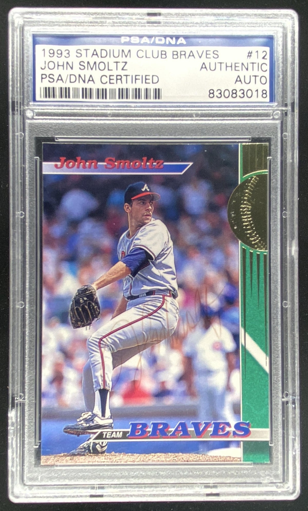 1993 Topps Stadium Club John Smoltz #12 PSA authenticated autograph trading card