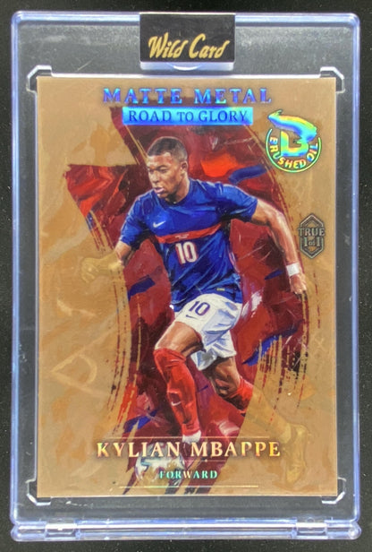 Wild Card Matte Metal Road to Glory Kylian Mbappé trading card