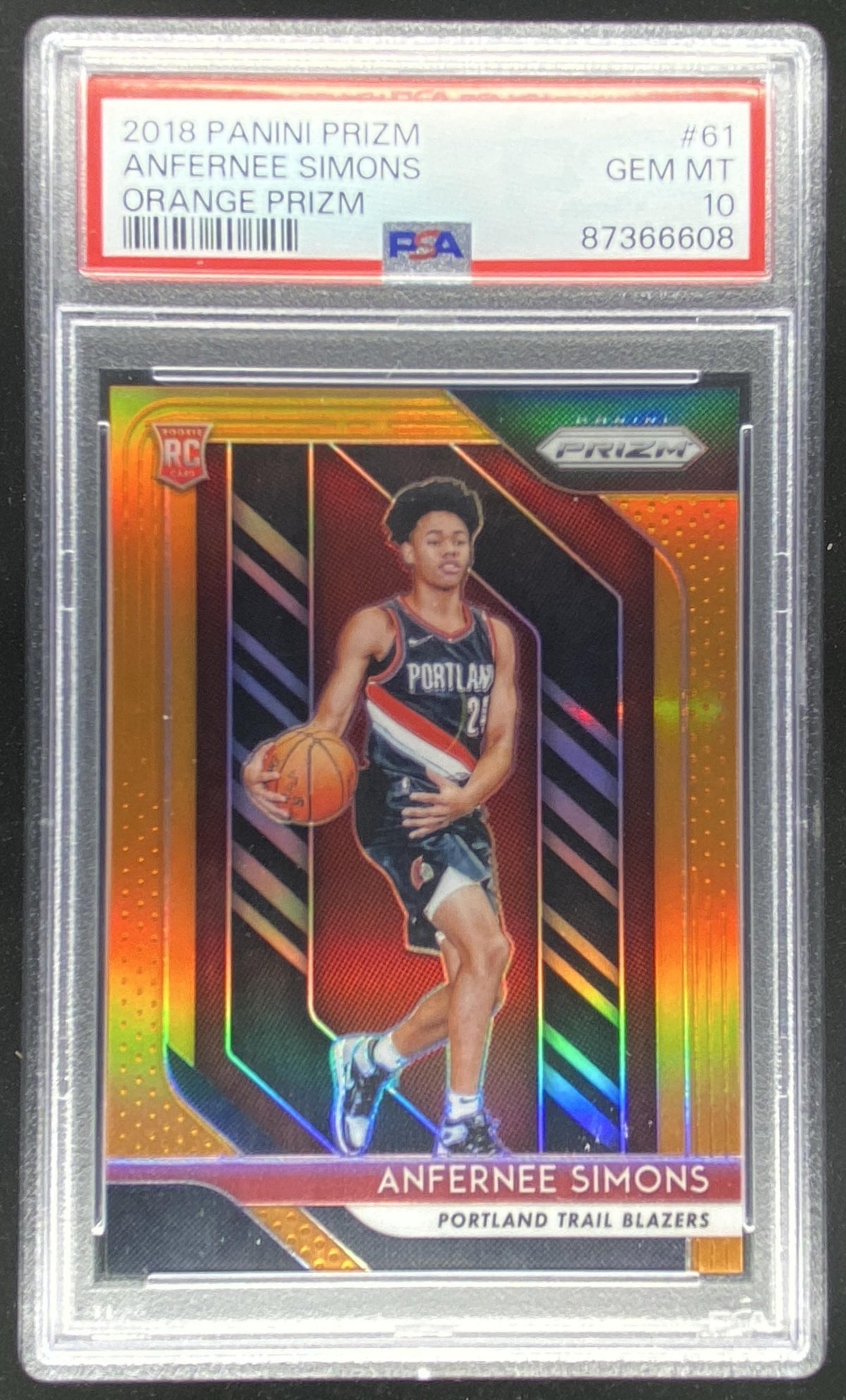 2018 Panini Prizm Anfernee Simons #61 graded PSA 10 trading card