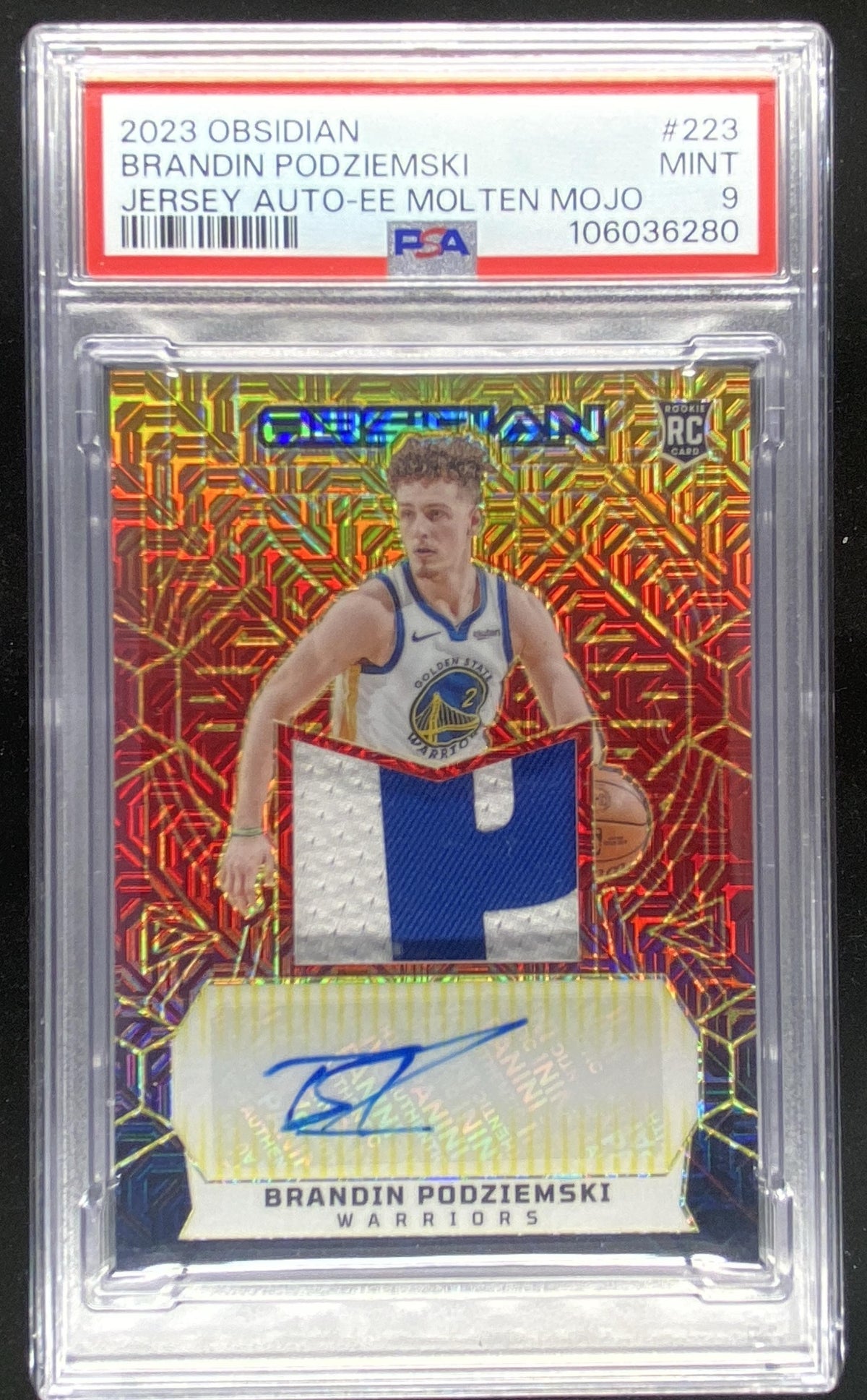 2023 Panini Obsidian Brandin Podziemski graded PSA 9 trading card