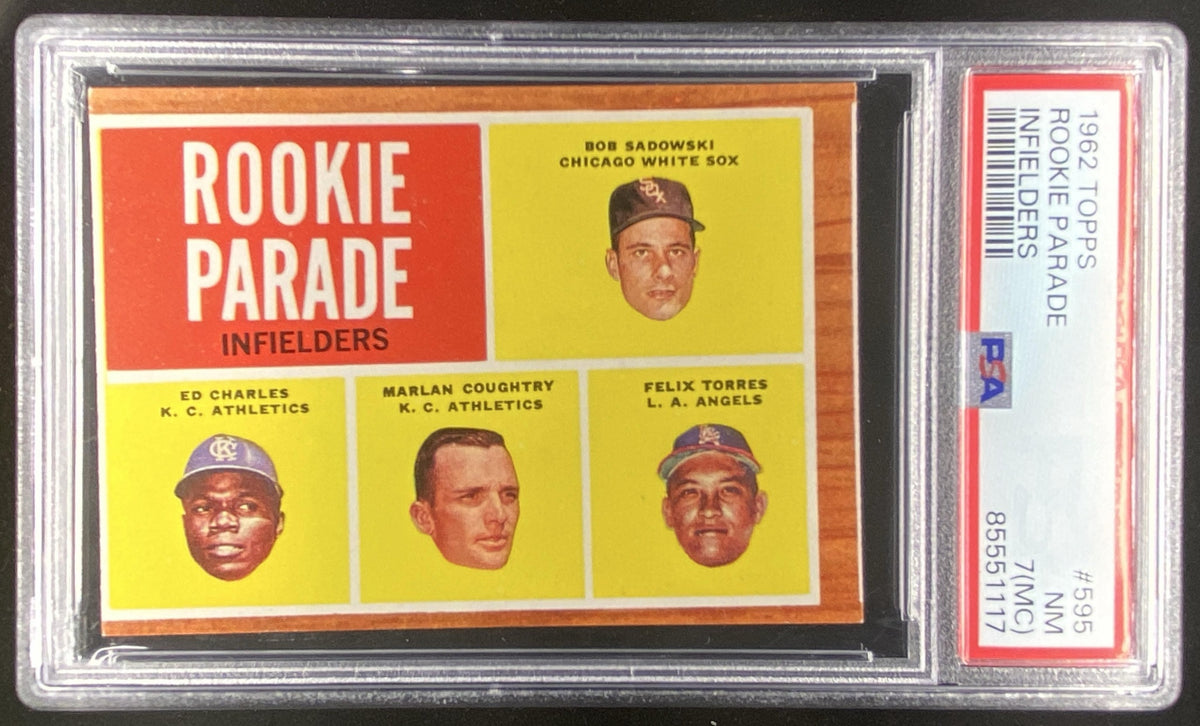 1962 Topps Bob Sadowski / Ed Charles / Marlan Coughtry / Felix Torres graded PSA 7 trading card