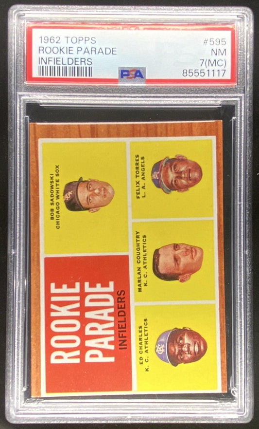 1962 Topps Bob Sadowski / Ed Charles / Marlan Coughtry / Felix Torres graded PSA 7 trading card