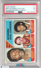 NBA Scoring Avg. LDR 1975 Topps #1 McAdoo Barry Jabbar PSA 5 EX