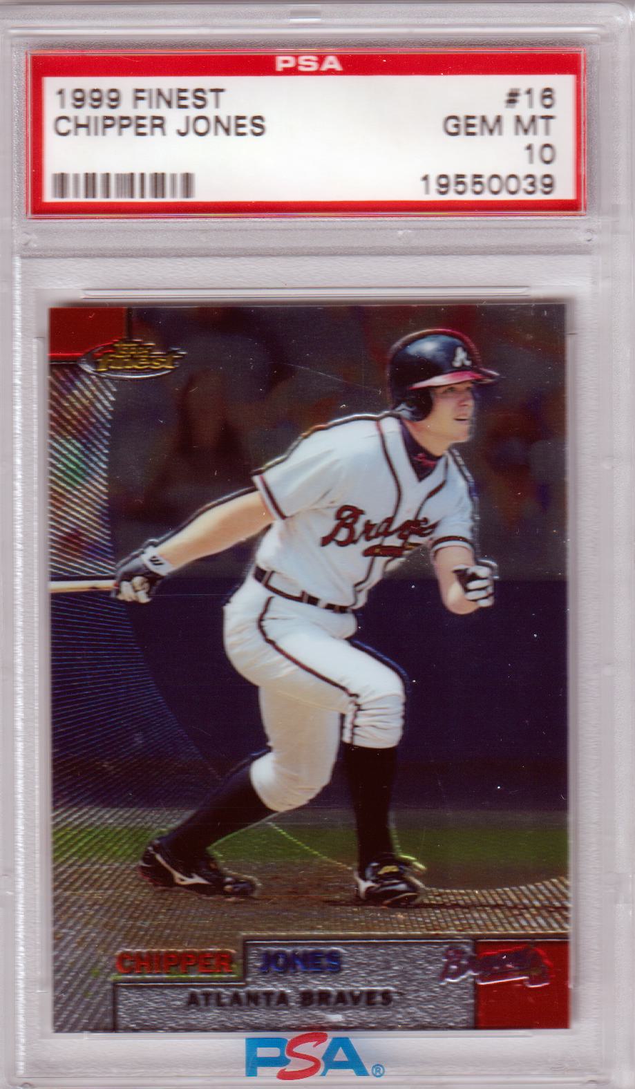 CHIPPER JONES 1999 Topps Finest #16 PSA 10 GEM MINT - CARDINALS Pop 13